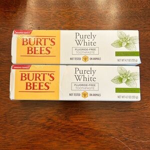 Burt's Bees Purely White Fluoride-Free Toothpaste 4.7oz. Lot Of 2. New. Exp 2026